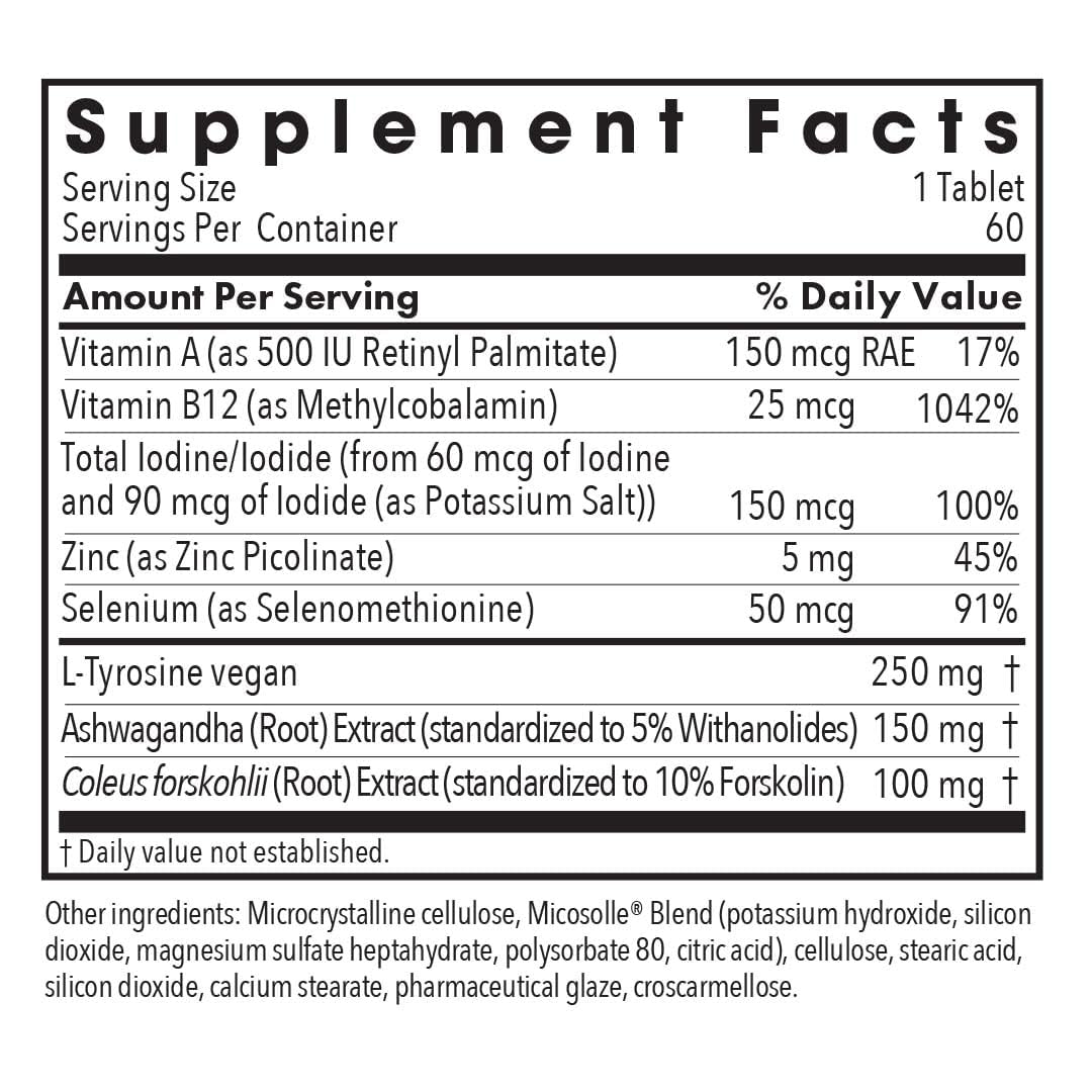 Allergy Research Group Thyroid Extract 150 mcg Iodoral Tablets side view