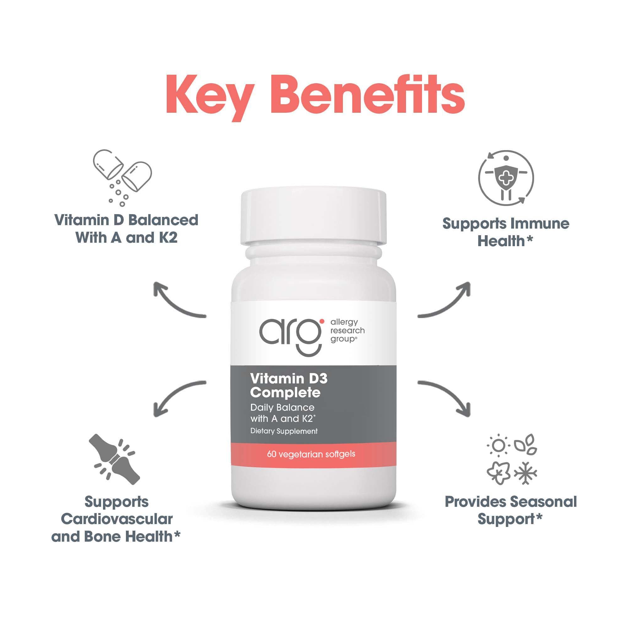Allergy Research Group Vitamin D3 Complete Veggie Softgels close-up