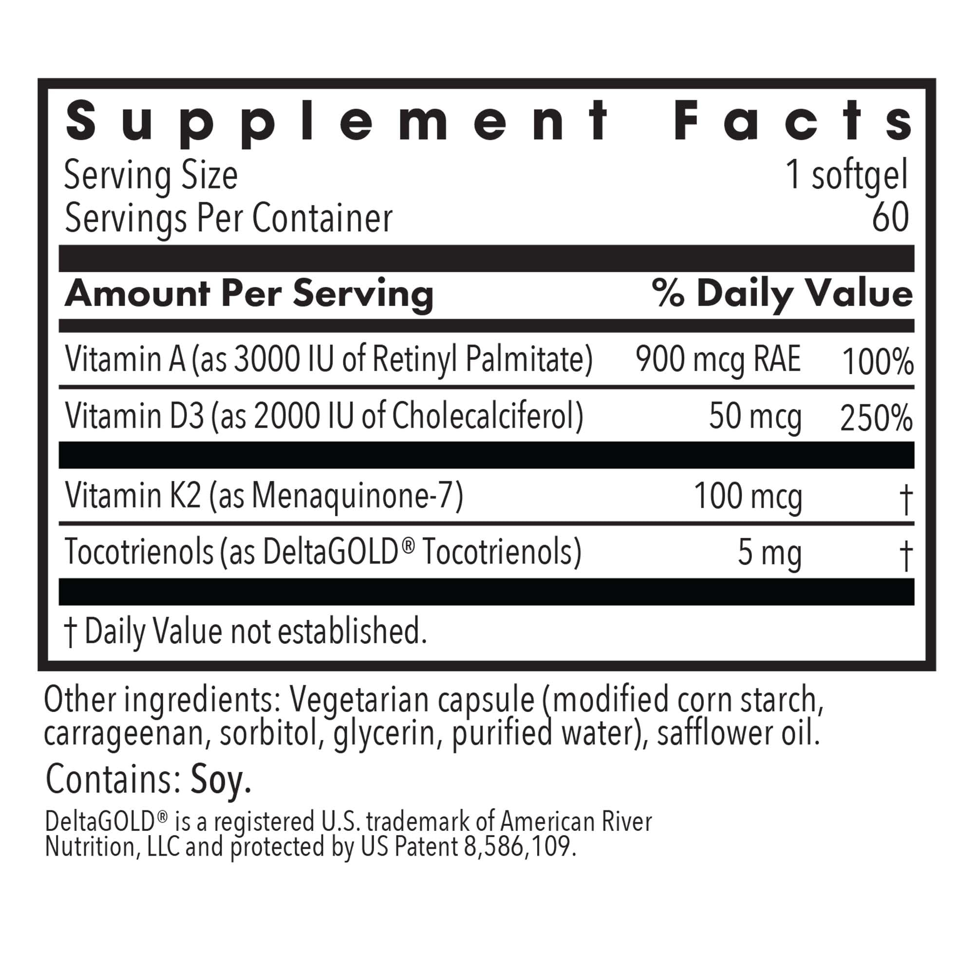 Allergy Research Group Vitamin D3 Complete Veggie Softgels side view