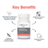 Allergy Research Group Vitamin D3 & K2 Supplement 125 mcg capsule close-up