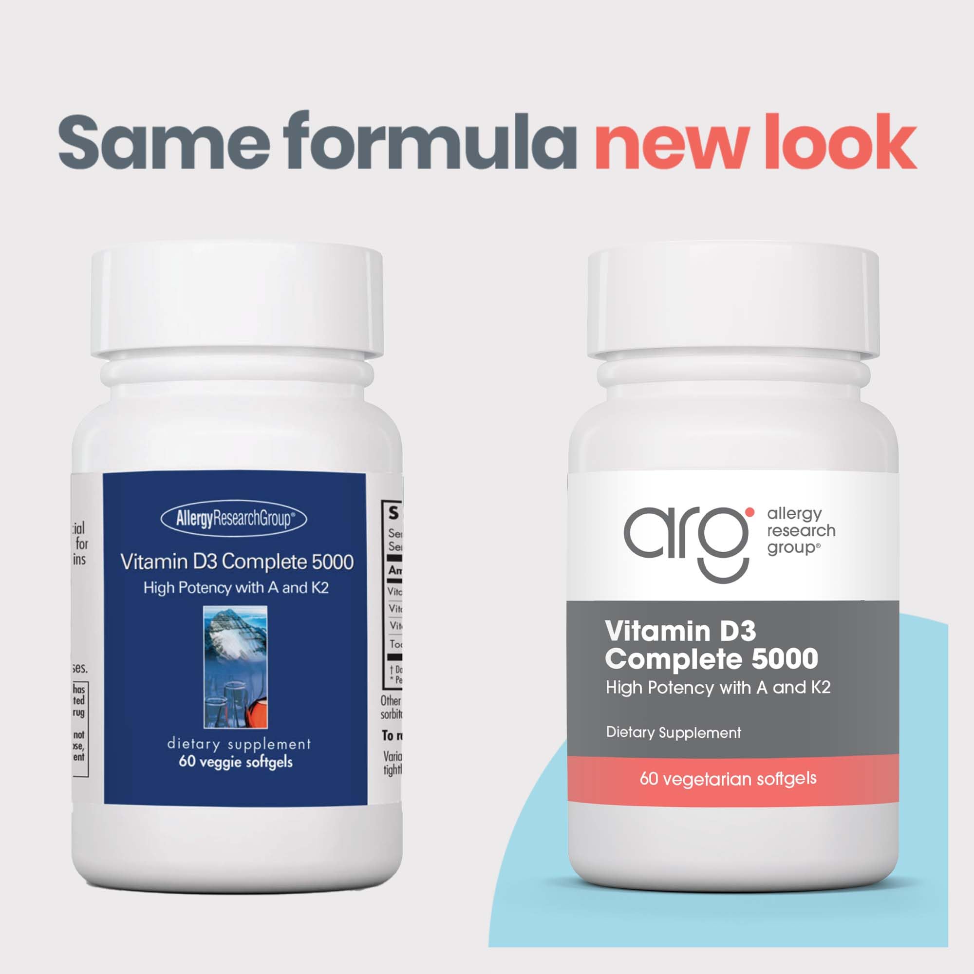 Allergy Research Group Vitamin D3 & K2 Supplement 125 mcg side view