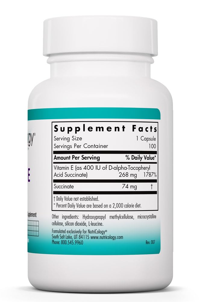 Allergy Research Group Vitamin E Succinate 400 IU capsules side view