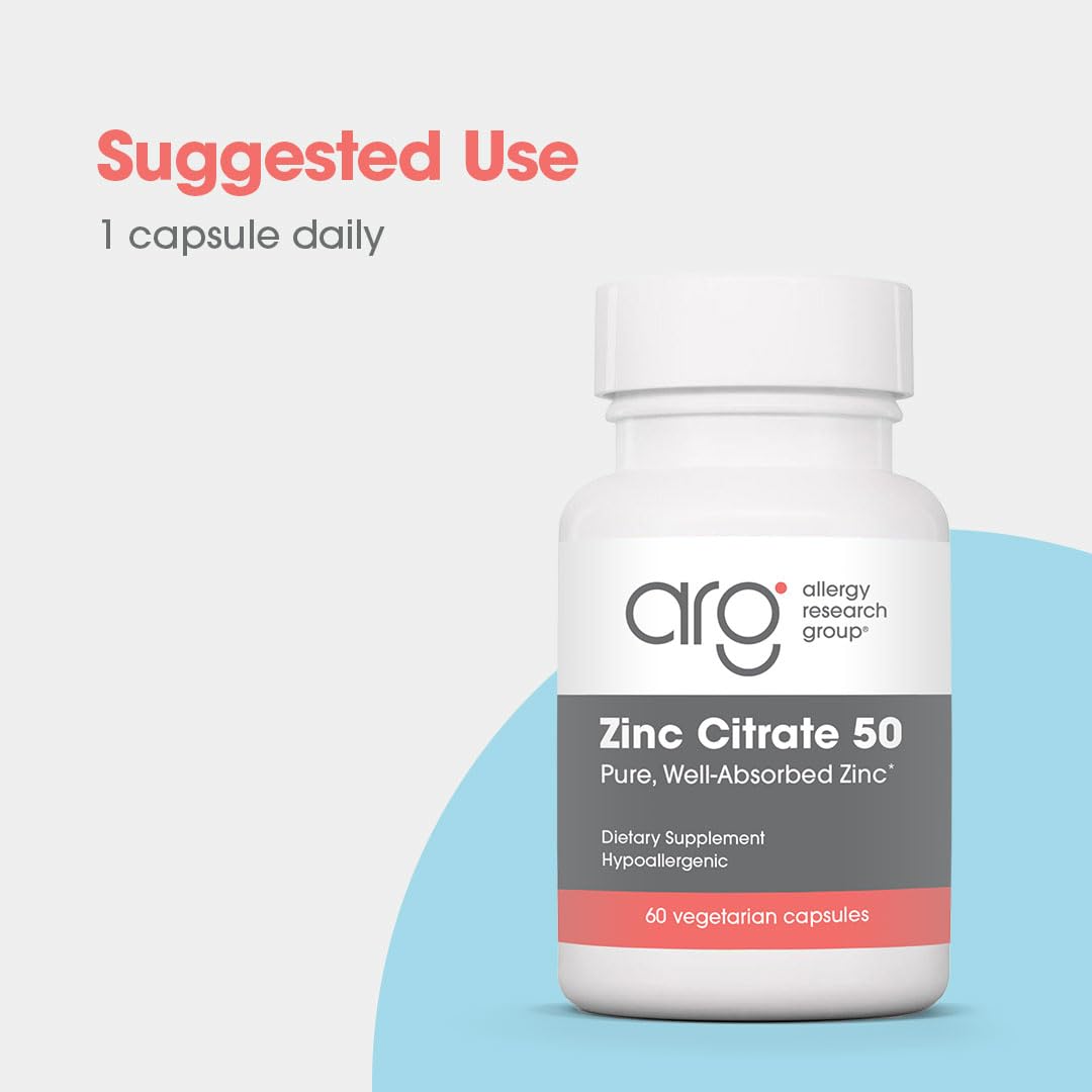 Allergy Research Group Zinc Citrate 50mg capsule side view