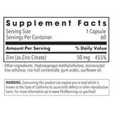 Allergy Research Group Zinc Citrate 50mg ingredients list