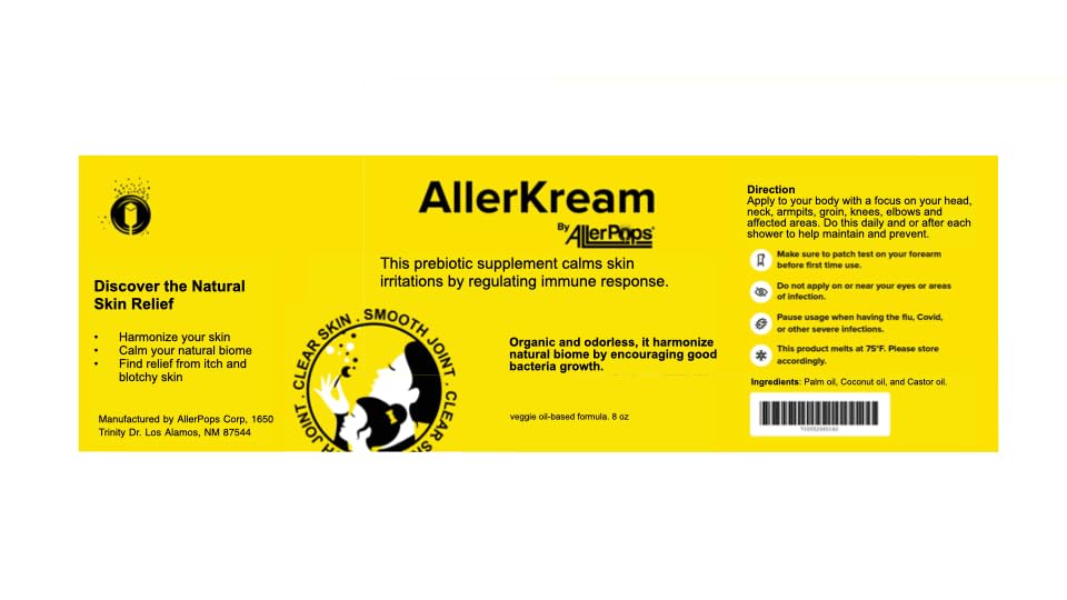 AllerKream by AllerPops back view with ingredient list