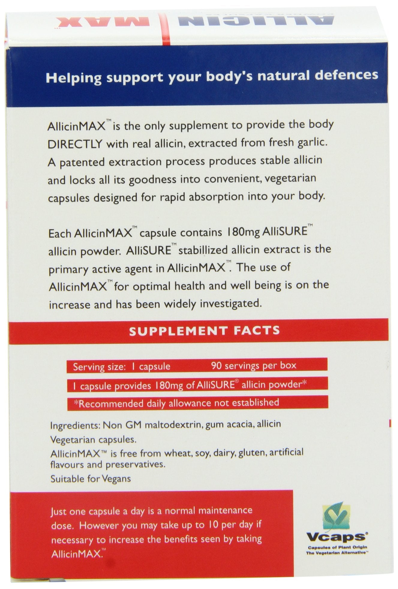 ALLICINMAX Garlic Capsules front view with label