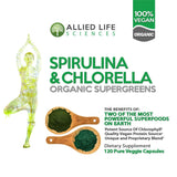 Allied Life Sciences Chlorella and Spirulina Supplement bottle side view