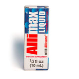 ALLIMAX Liquid Garlic Supplement 0.33 fl oz bottle with packaging