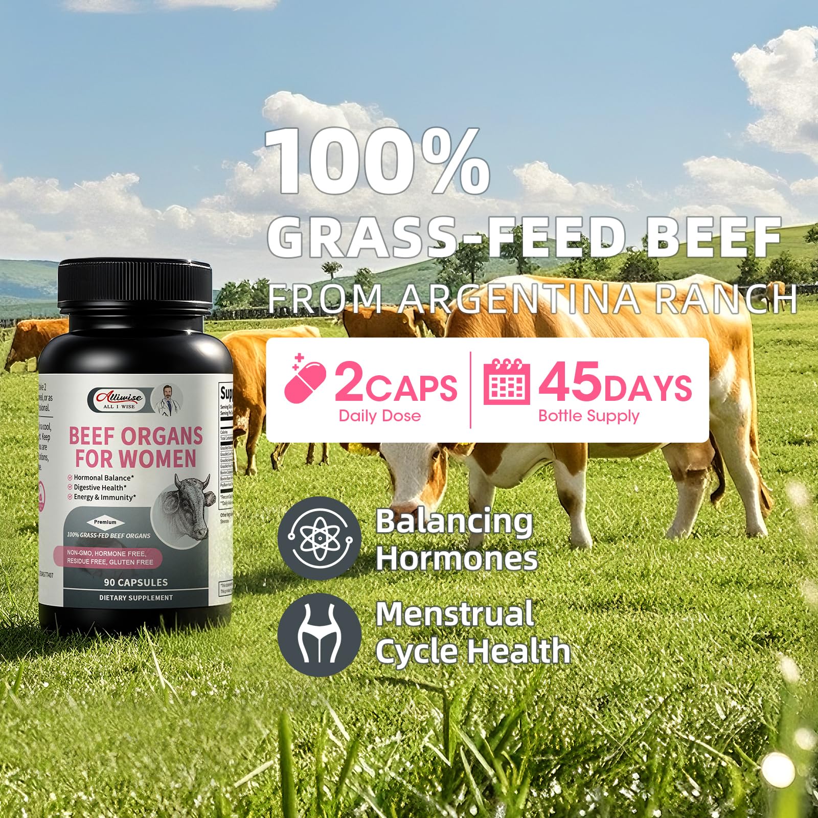 Alliwise Beef Organ Supplement with a measuring spoon