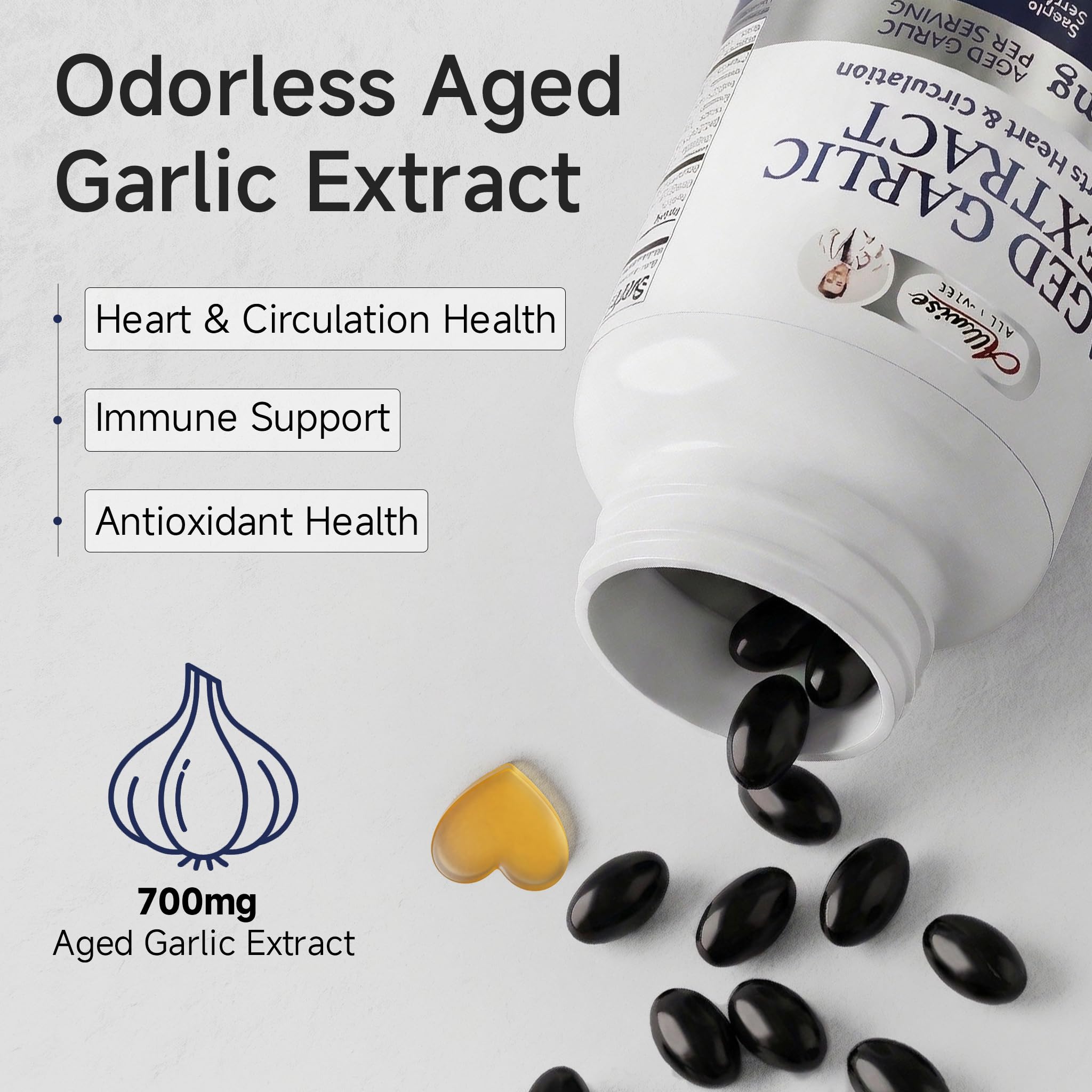 Alliwise Garlic Supplement softgel bottle with label