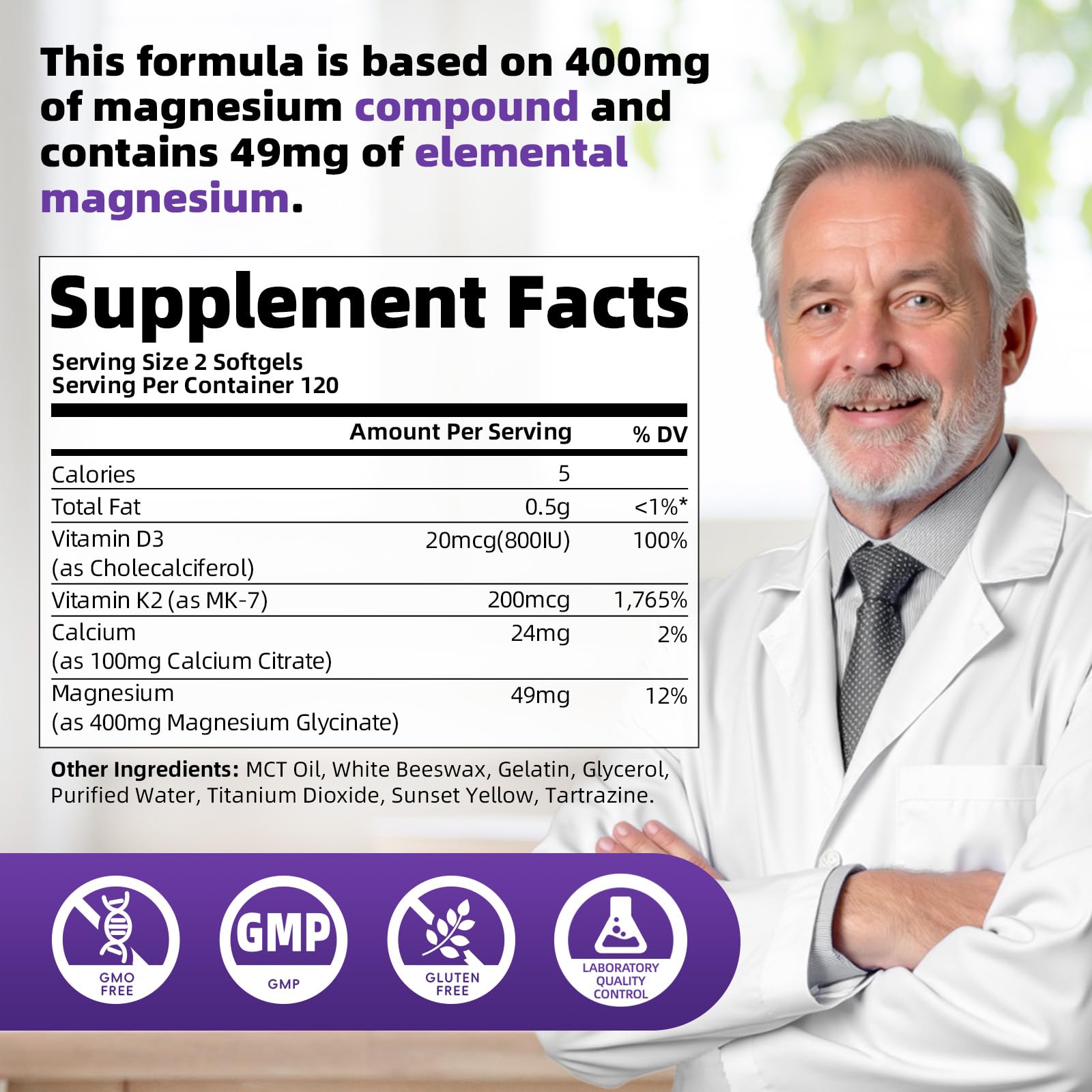 Alliwise Magnesium Glycinate Softgels displayed with vitamins