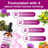 Alliwise Milk Thistle Liquid Supplement with measuring dropper