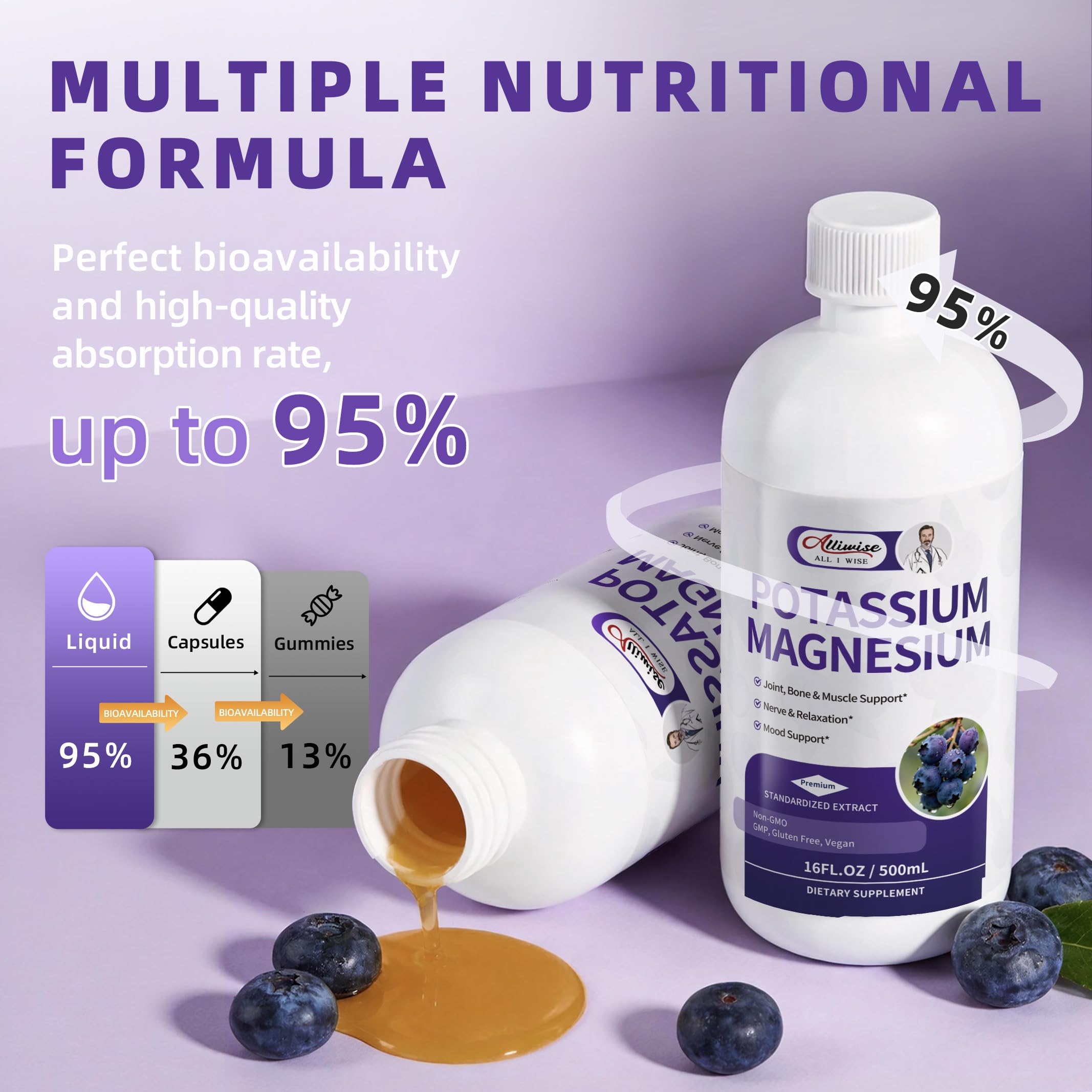 Alliwise Potassium Magnesium Drops 259g bottle with cap