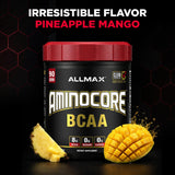 ALLMAX Aminocore BCAA 9:6:5 Formula scoop and powder
