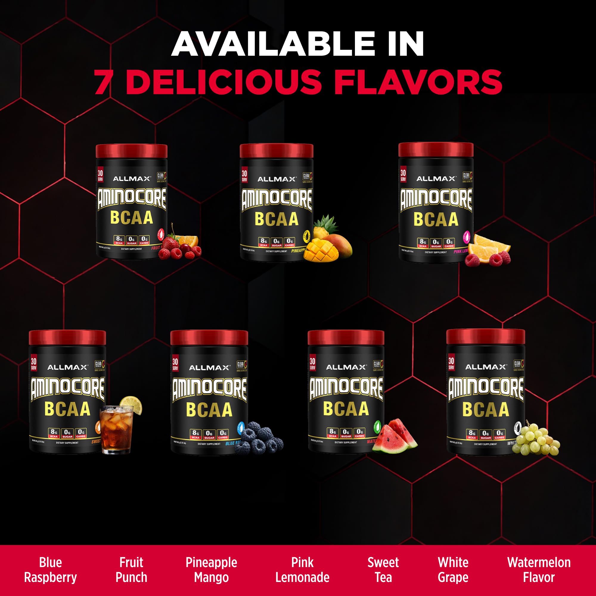 ALLMAX Aminocore BCAA Powder in a glass of water