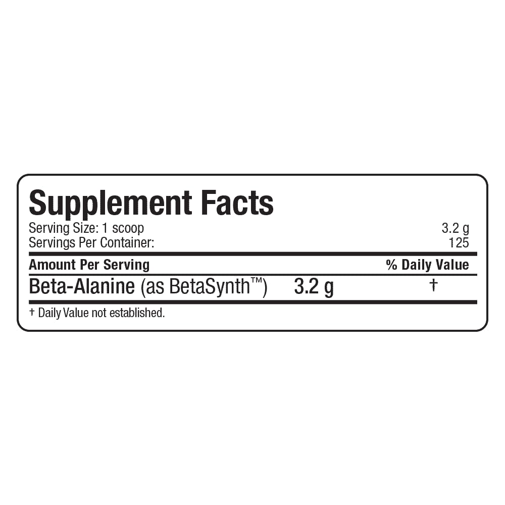 ALLMAX Beta-Alanine Unflavoured Powder 480g back view with ingredients