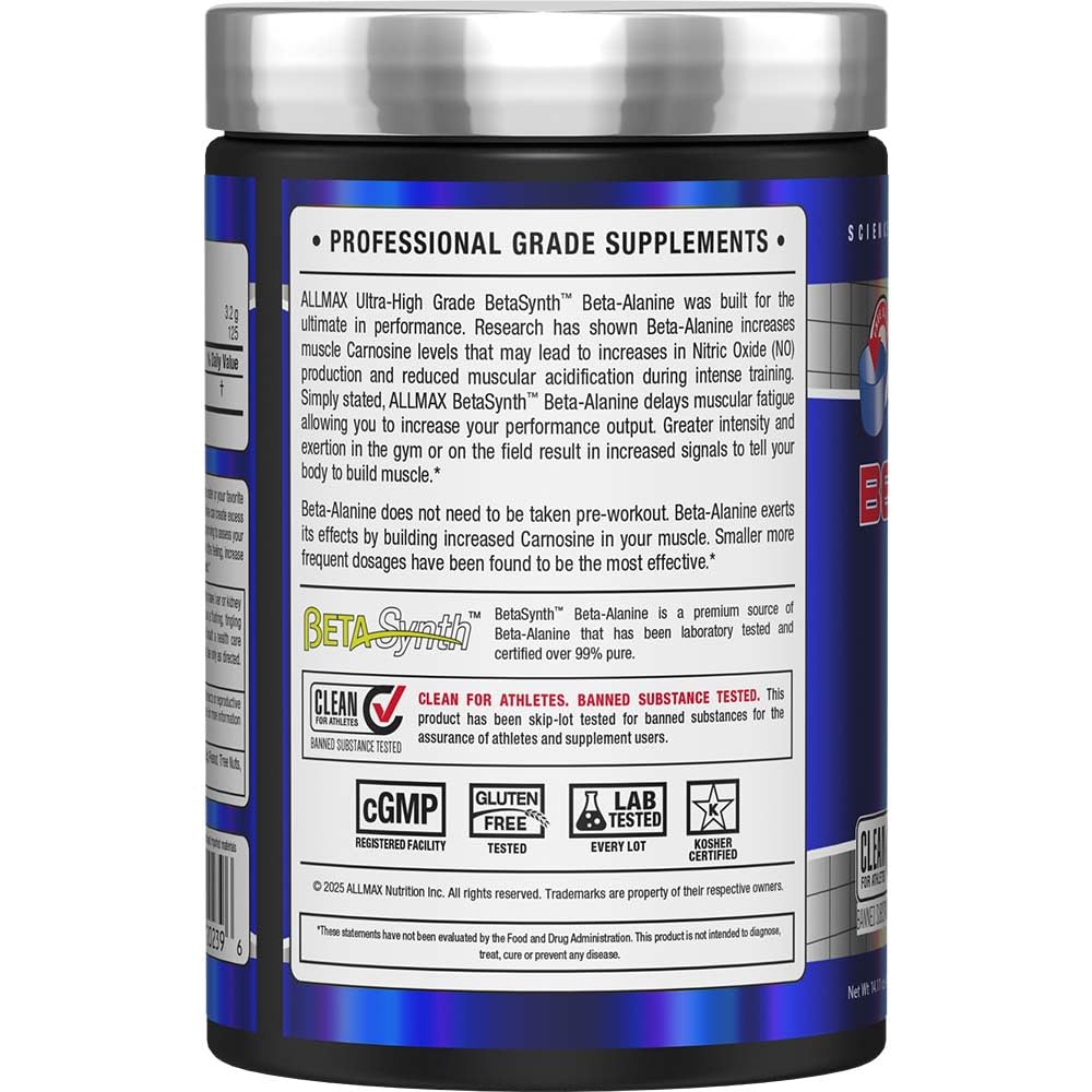ALLMAX Beta-Alanine Unflavoured Powder 480g packaging