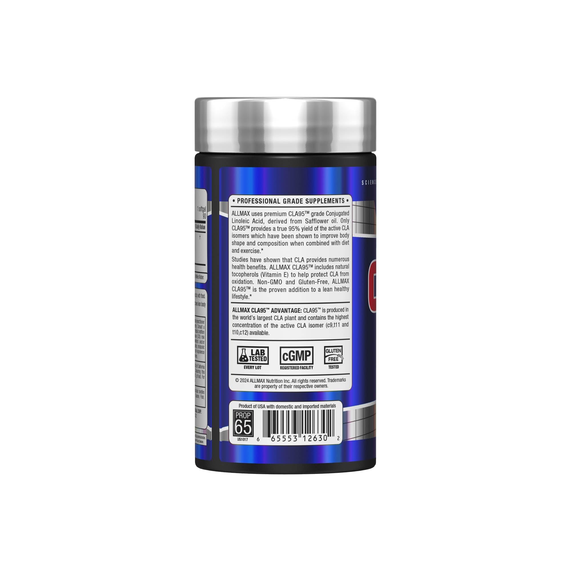 ALLMAX CLA Softgels 1000mg side view showing softgels
