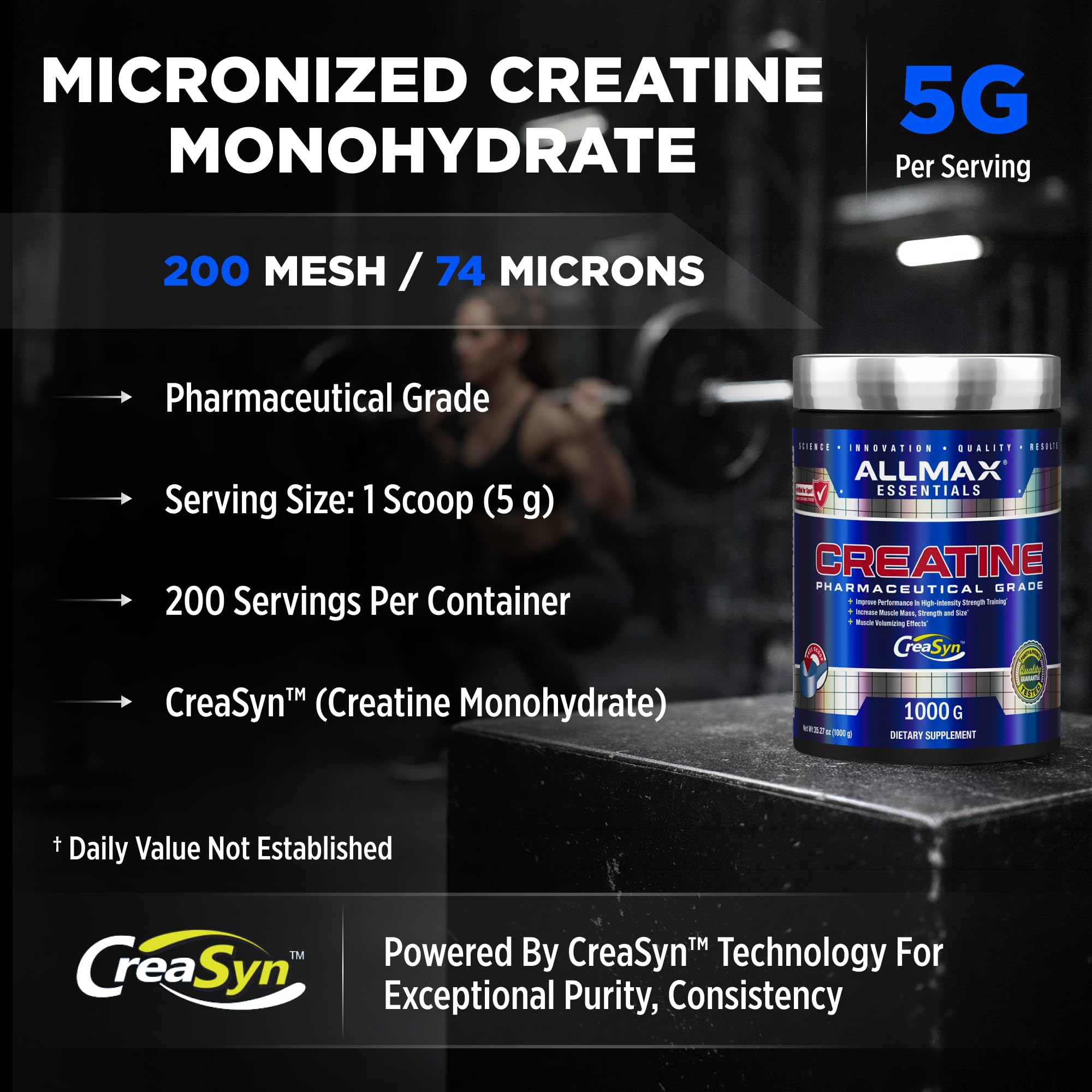 ALLMAX Creatine Monohydrate Powder 1000g side view