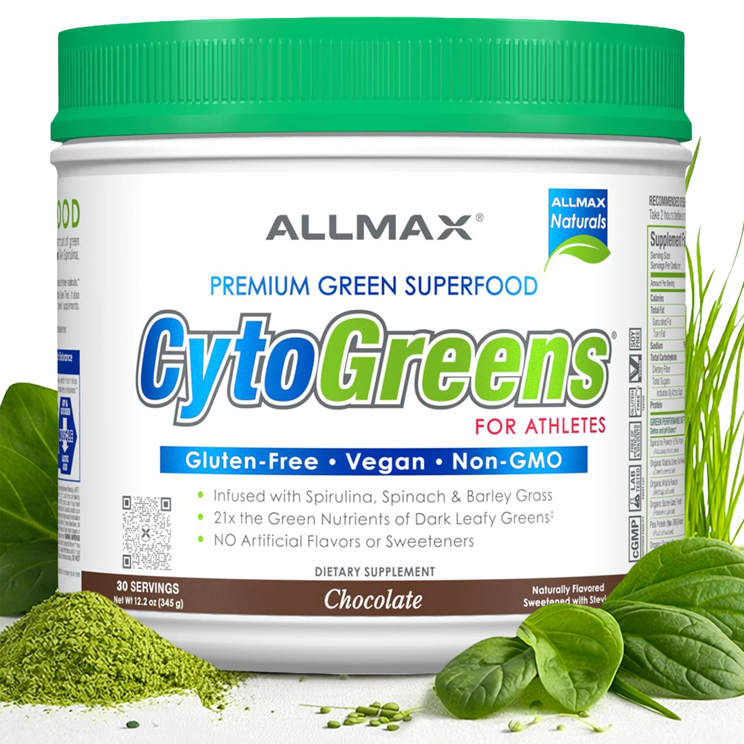 ALLMAX CytoGreens Premium Super Greens Powder 490g front view
