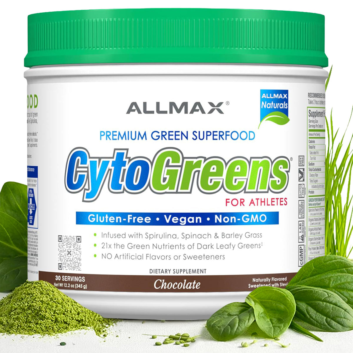 ALLMAX CytoGreens Premium Super Greens Powder 490g front view