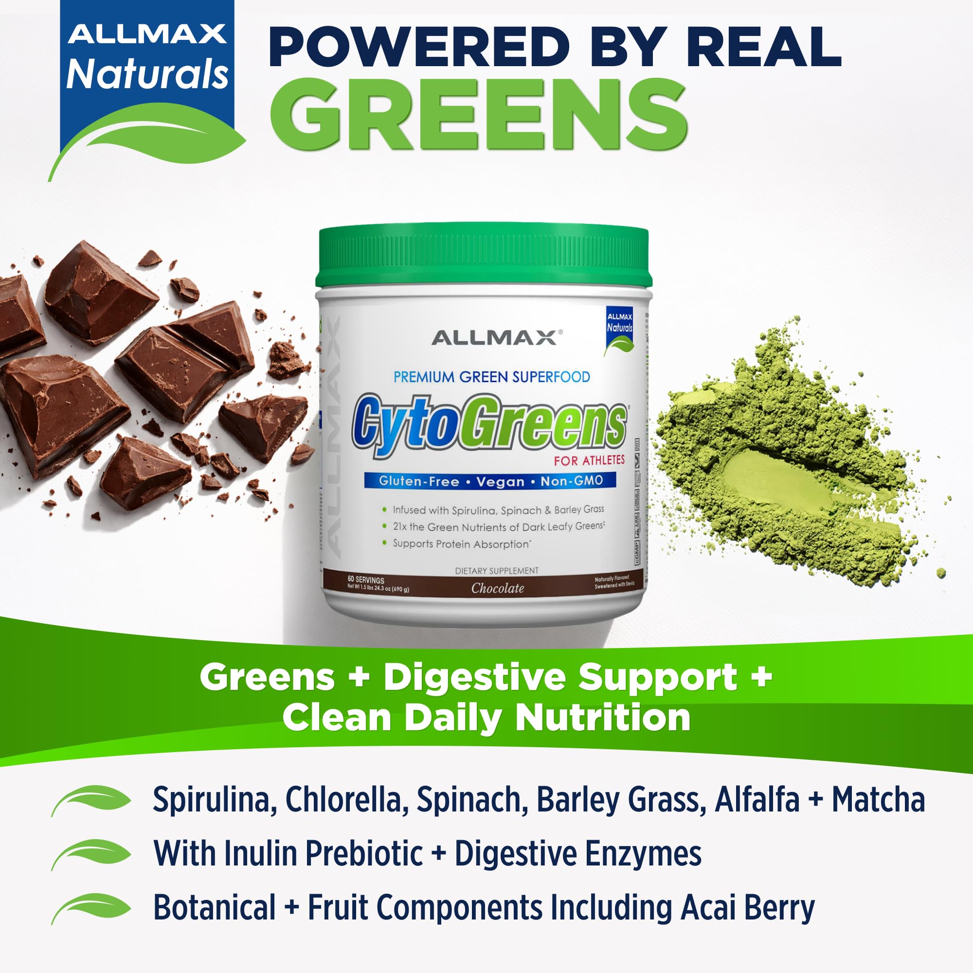 ALLMAX CytoGreens Superfood Powder 690g side view