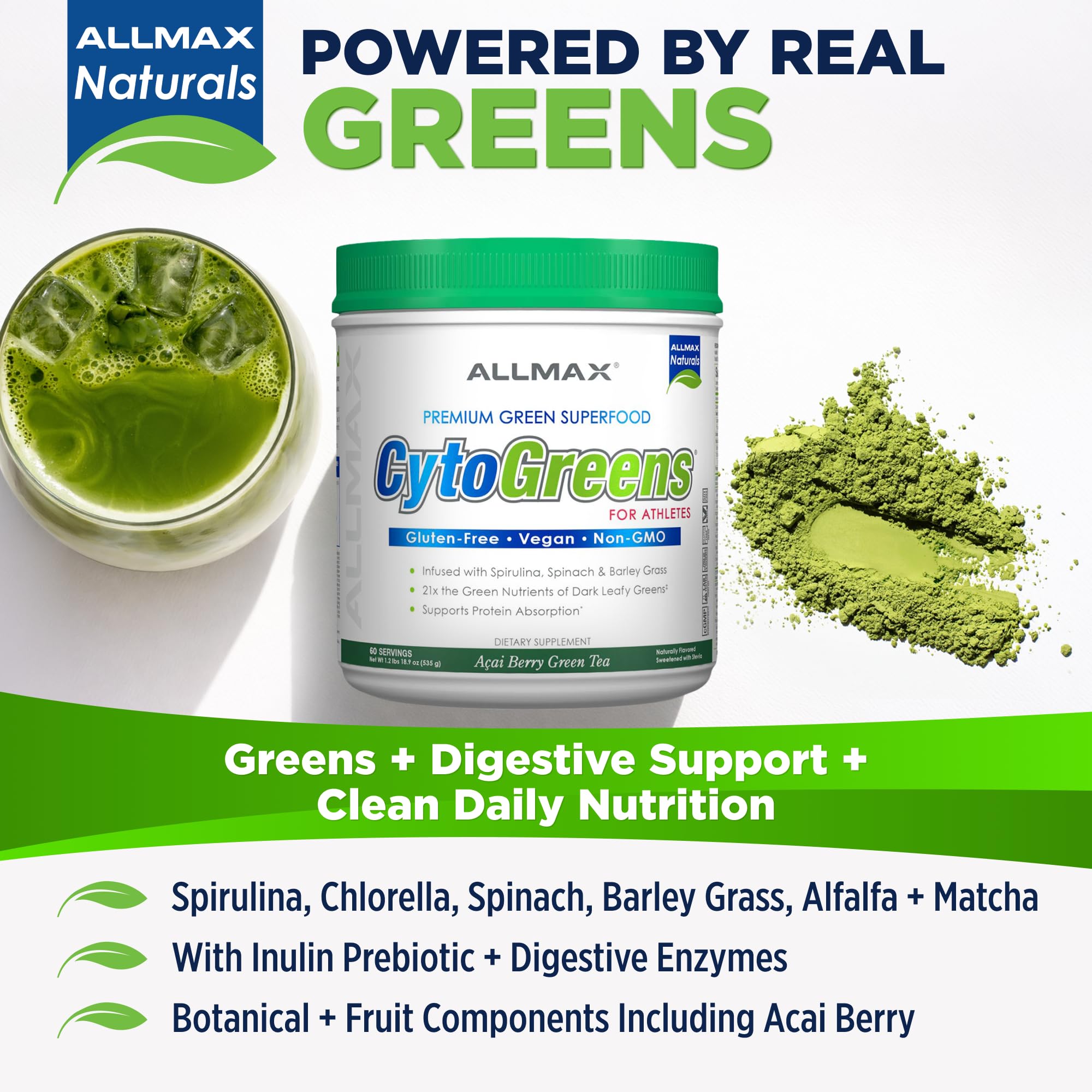 ALLMAX CytoGreens Superfood Powder packaging side view
