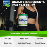 ALLMAX Hydrolyzed Collagen Powder mixed in a glass of water