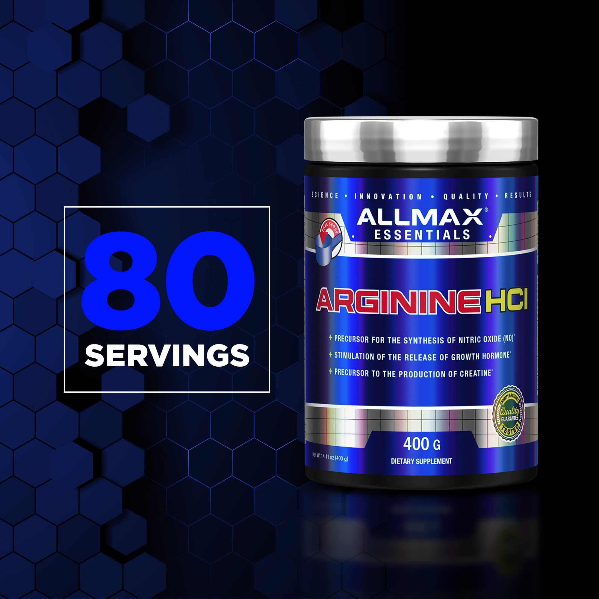ALLMAX L-Arginine Powder 300g with a scoop for serving
