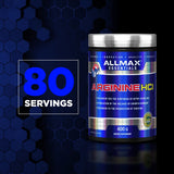 ALLMAX L-Arginine Powder 300g with a scoop for serving