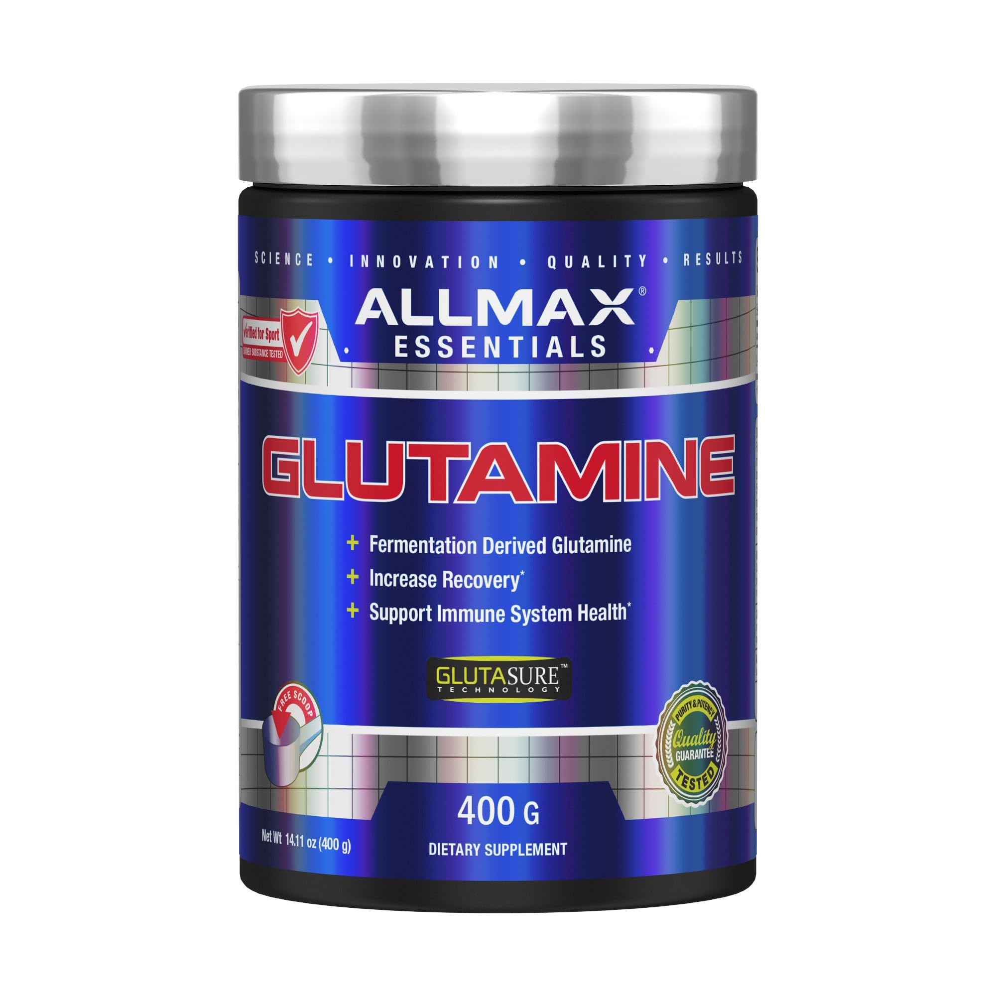 ALLMAX L-Glutamine Powder 480g front view