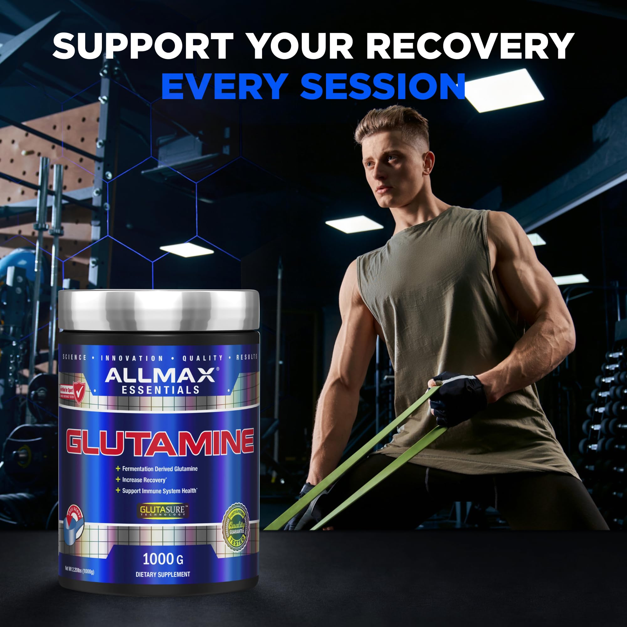 ALLMAX L-Glutamine Powder mixed in a protein shake