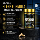 ALLMAX Lights Out Sleep Supplement bottle side view