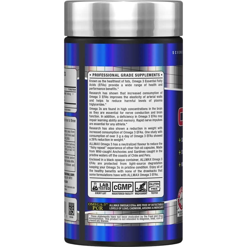 ALLMAX Omega 3 Fish Oil softgels packaging