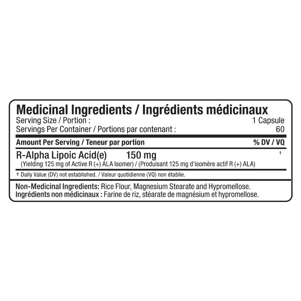 ALLMAX R+ALA Alpha Lipoic Acid supplement bottle side view