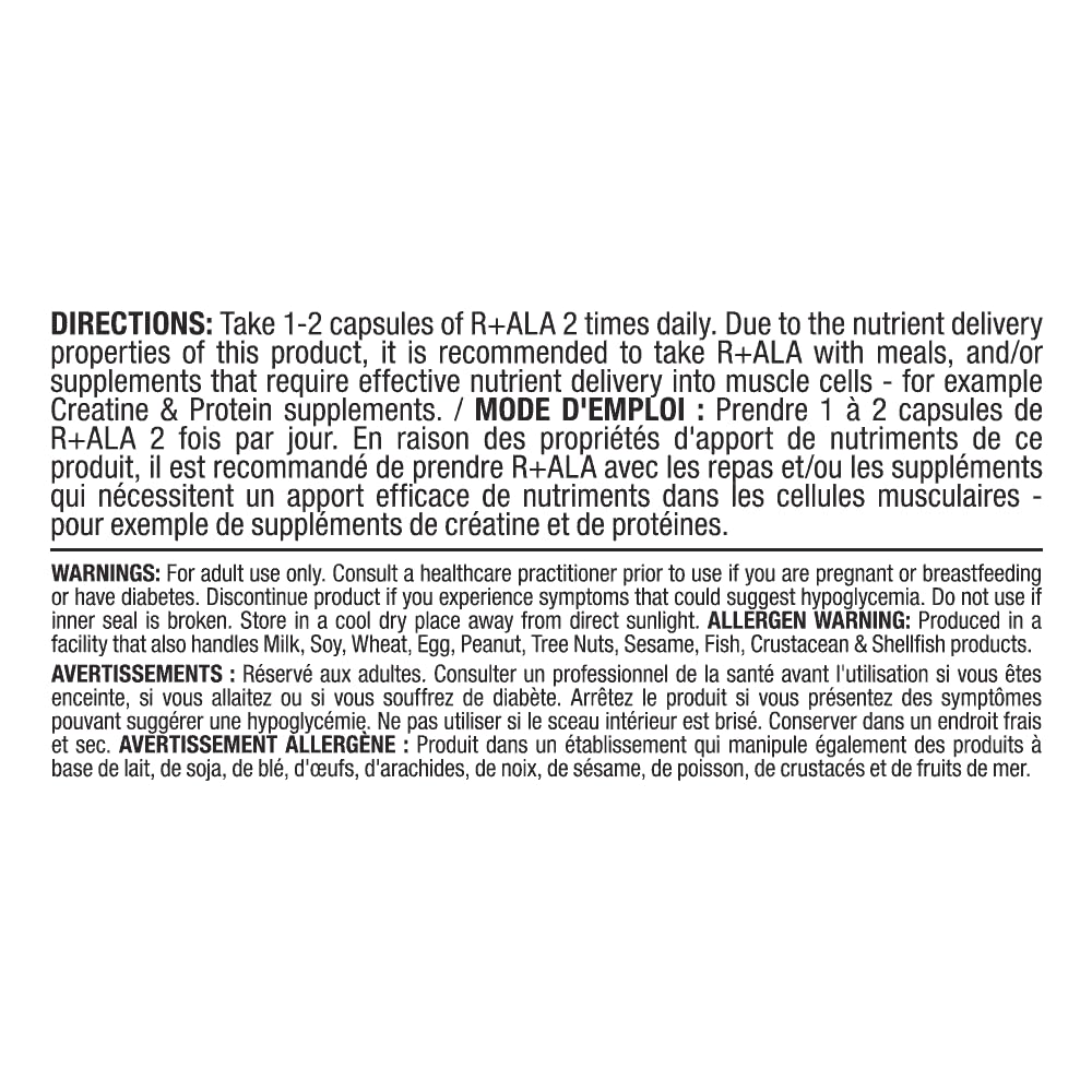 ALLMAX R+ALA Alpha Lipoic Acid supplement capsules close-up