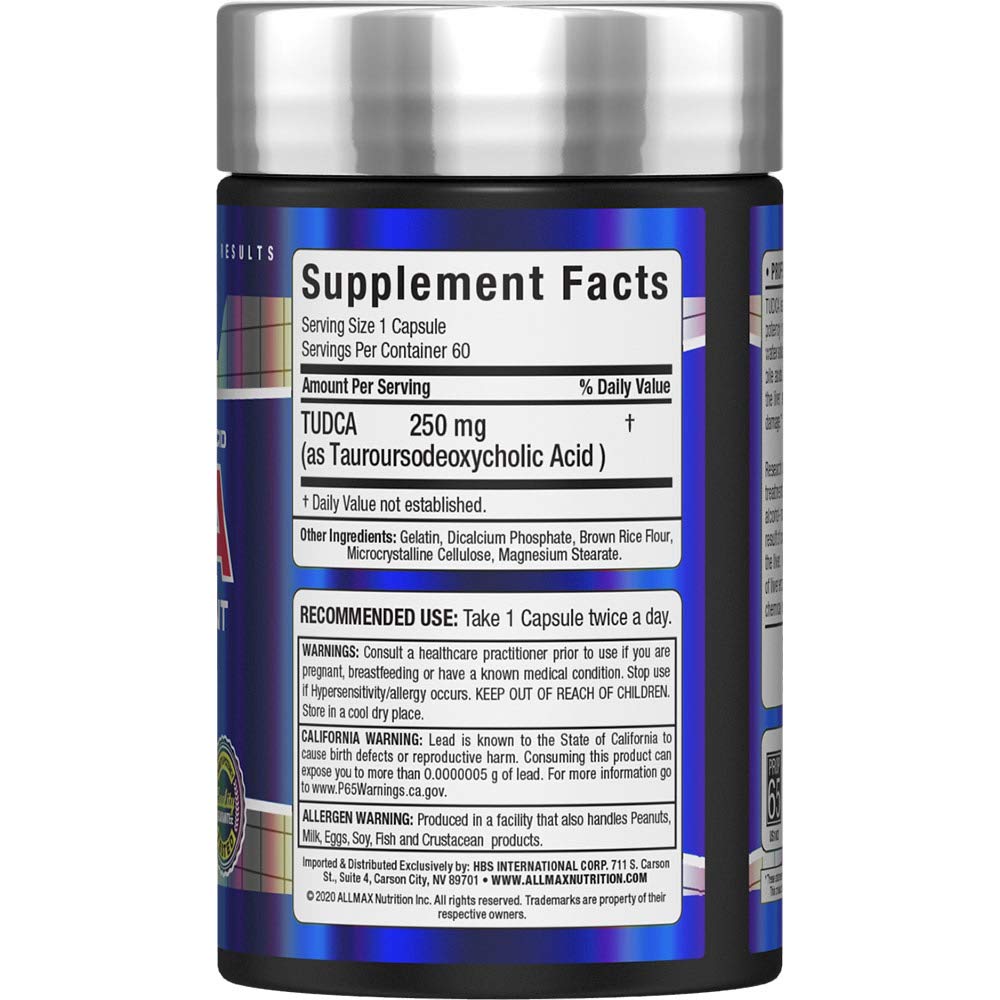 ALLMAX TUDCA Liver Extract 60 Capsules back view