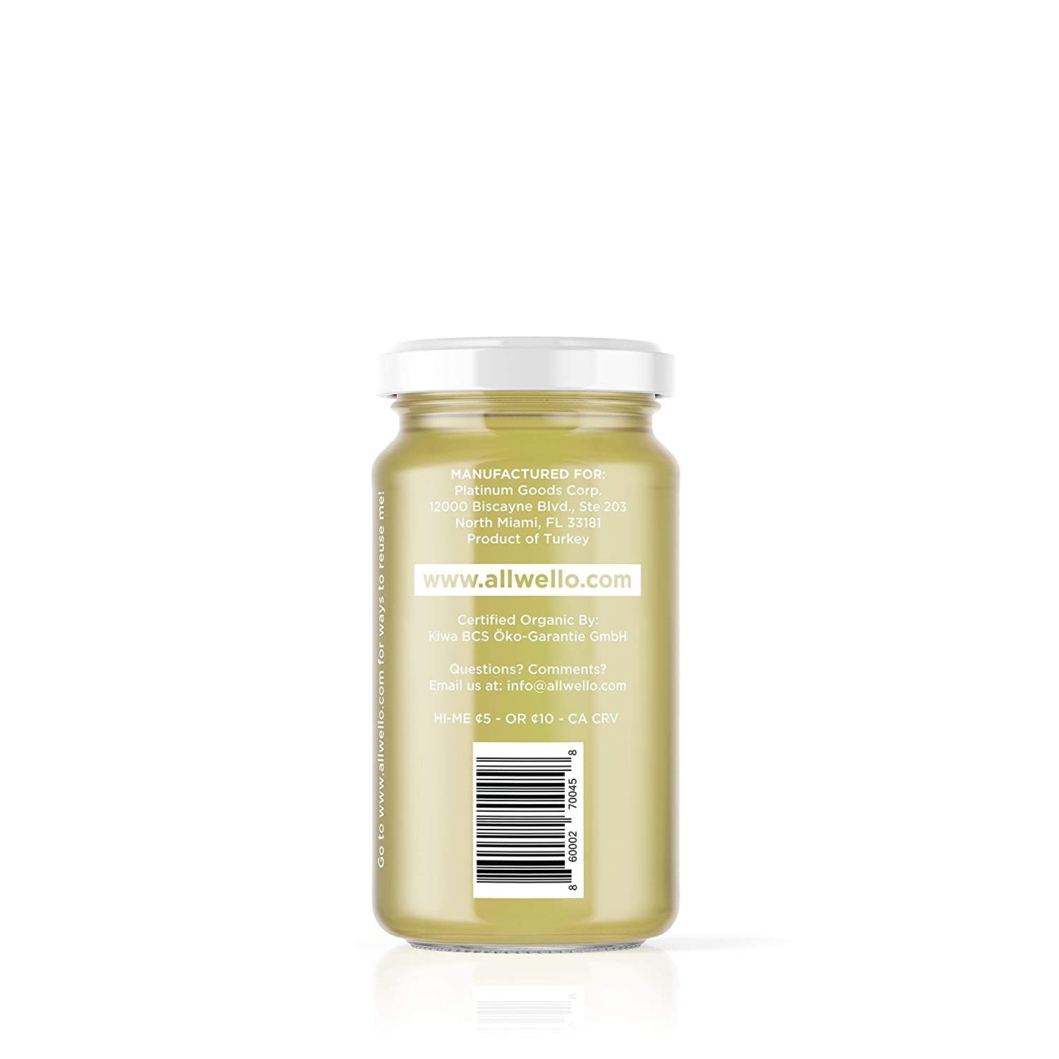 ALLWELLO Organic Ginger Wellness Shot ingredients close-up