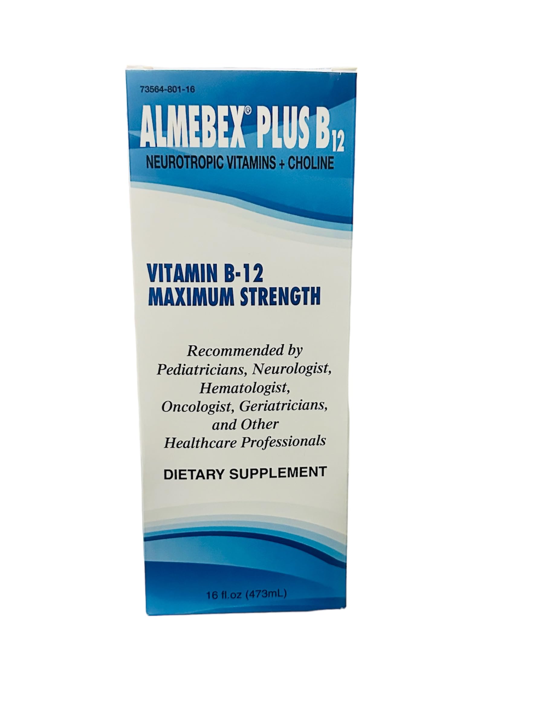 Almebex Plus B12 16 fl. oz back view showing ingredients