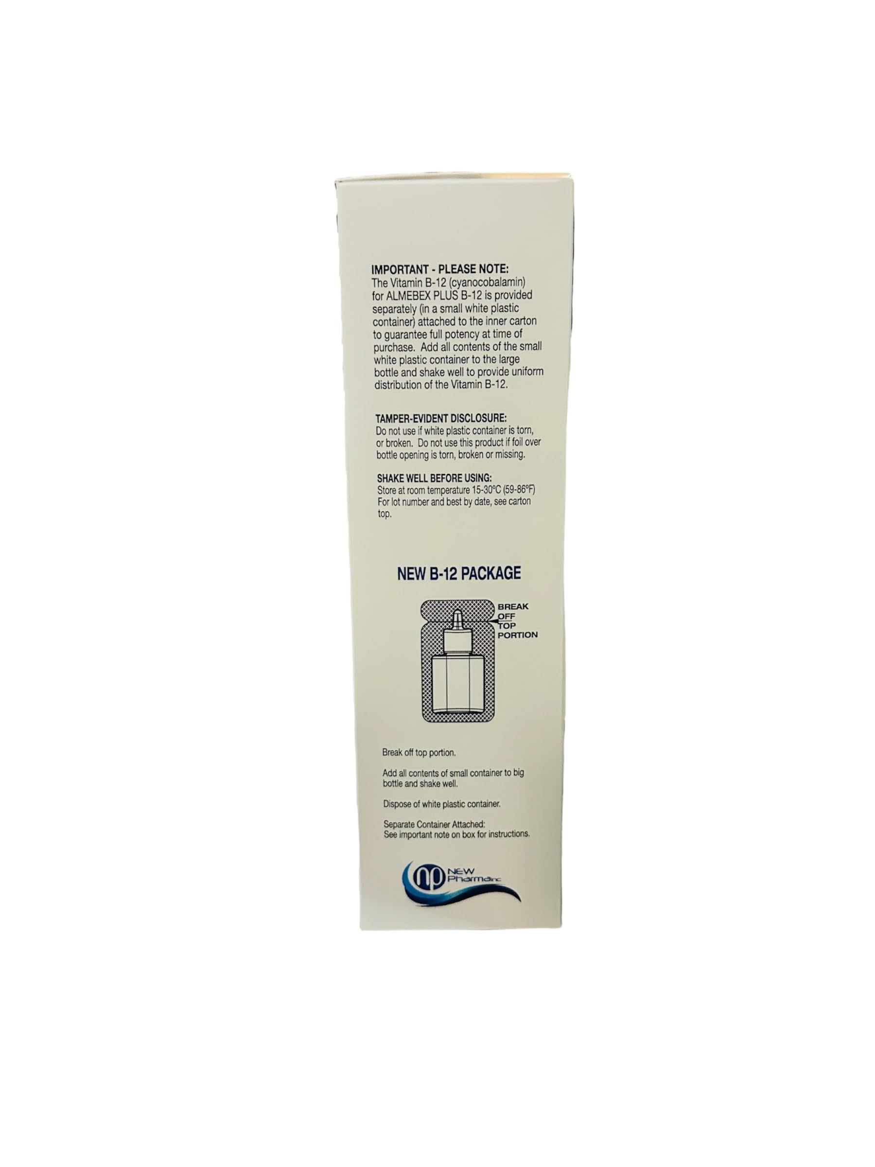 Almebex Plus B12 16 fl. oz opened vile showing liquid