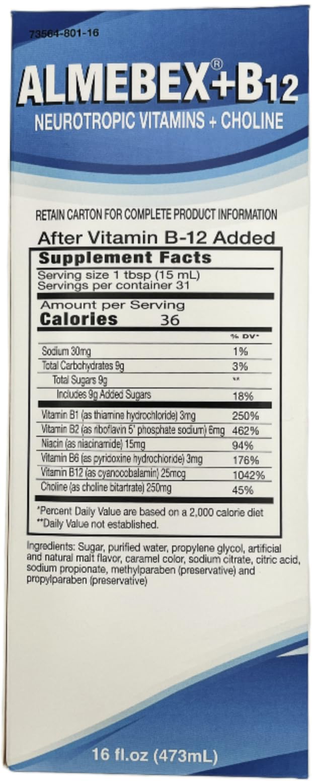 Almebex Plus B12 16 fl. oz with other vitamin supplements