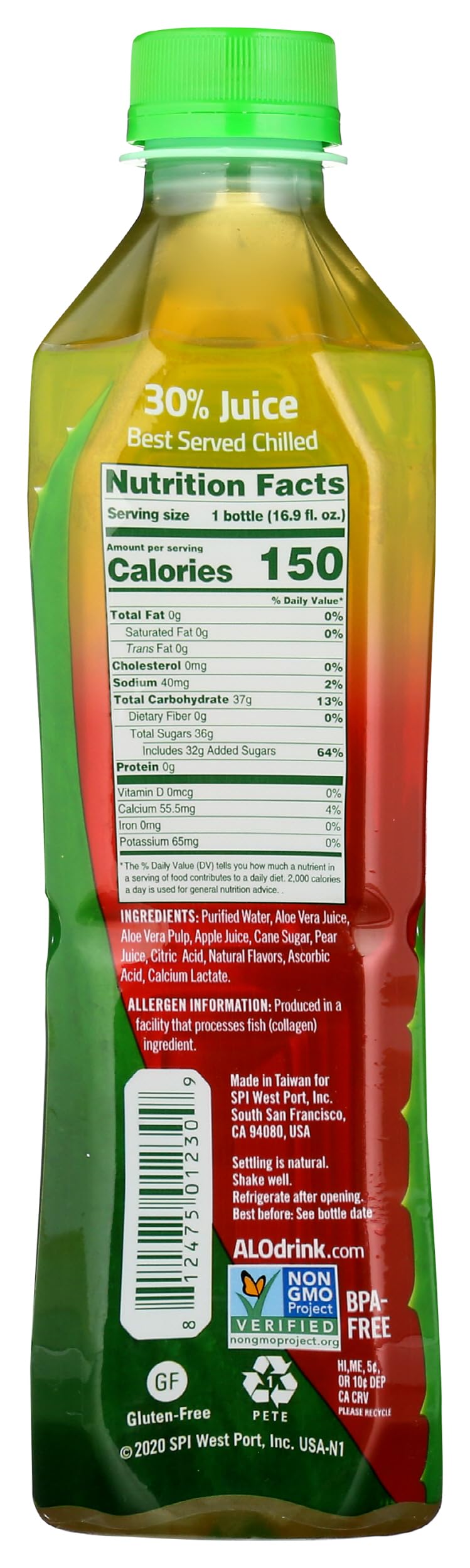 ALO Aloe Vera Juice 16.9 Fl oz packaging