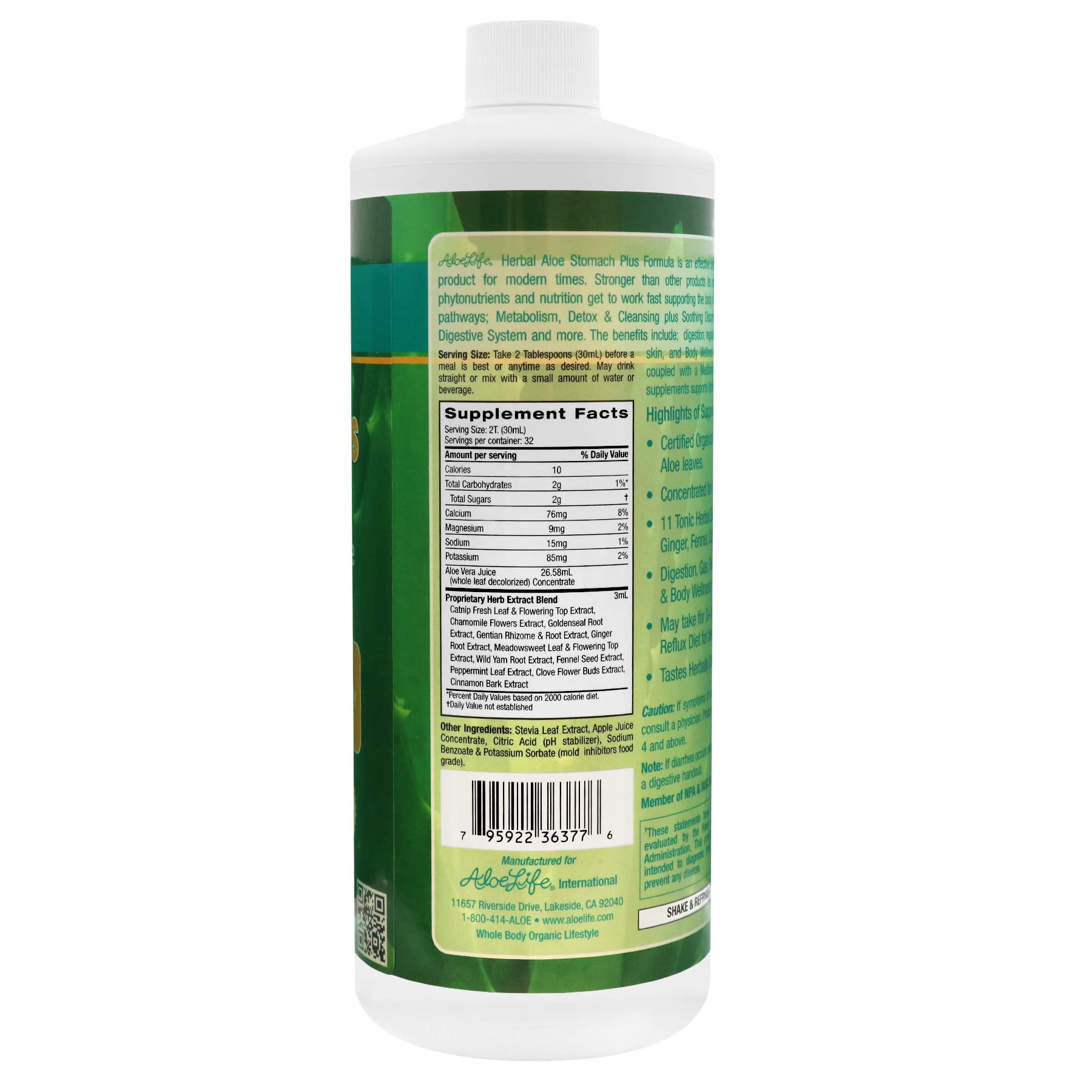 Aloe Life Stomach Plus Formula 907g bottle side view