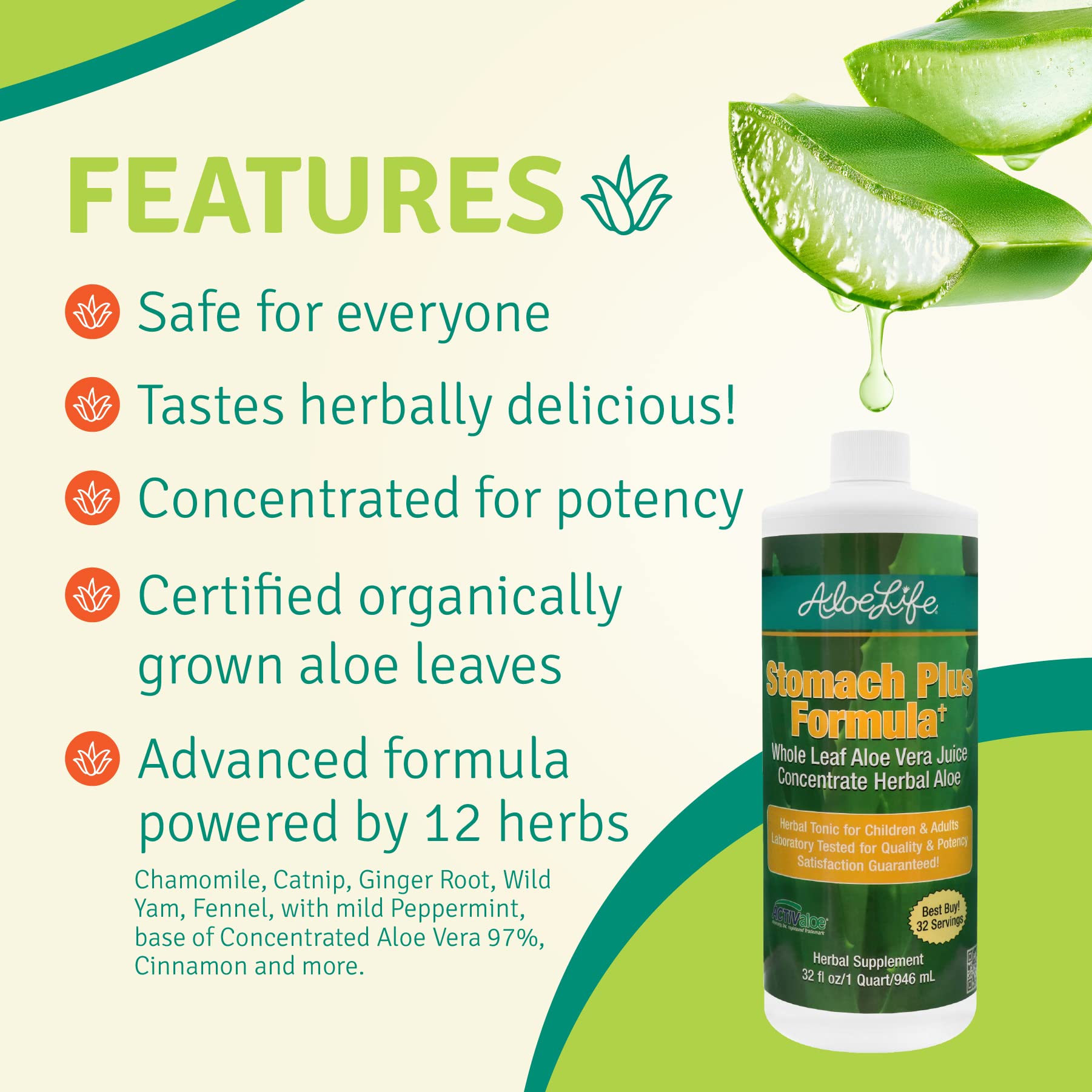 Aloe Life Stomach Plus Formula 907g on kitchen counter