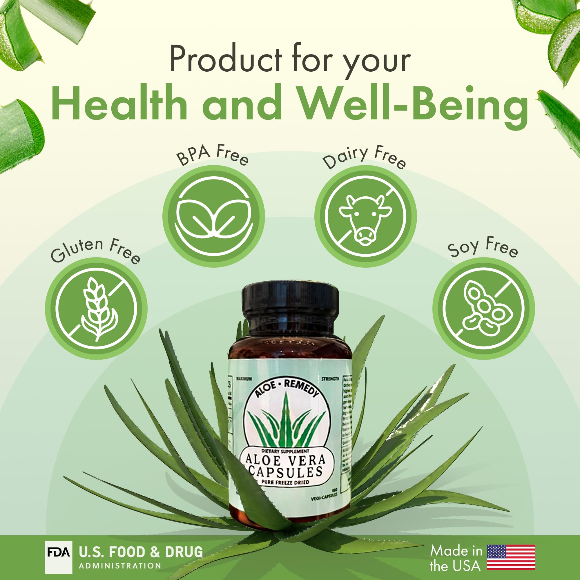 Aloe Remedy Aloe Vera Capsules bottle with cap open