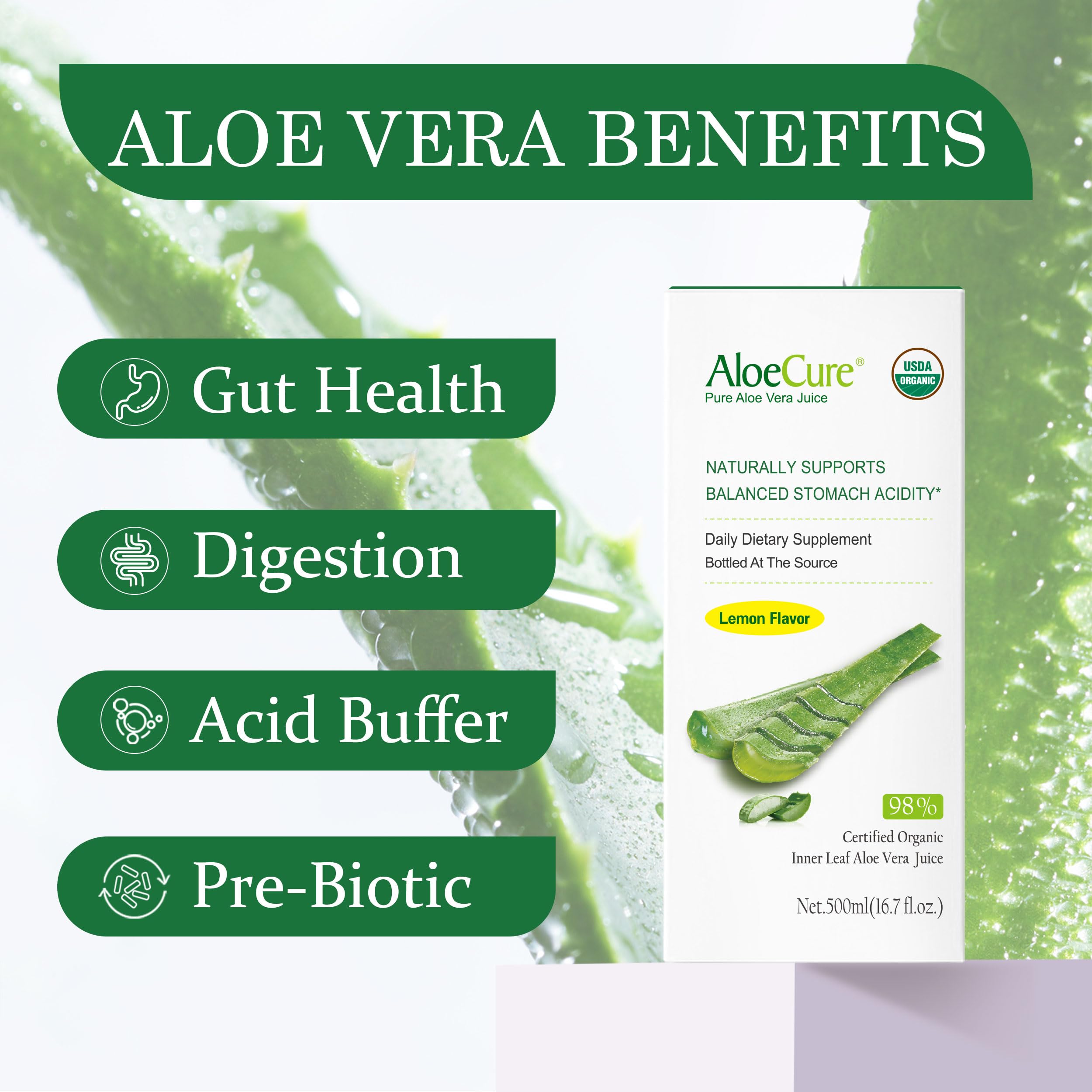 AloeCure Aloe Vera Juice bottle side view