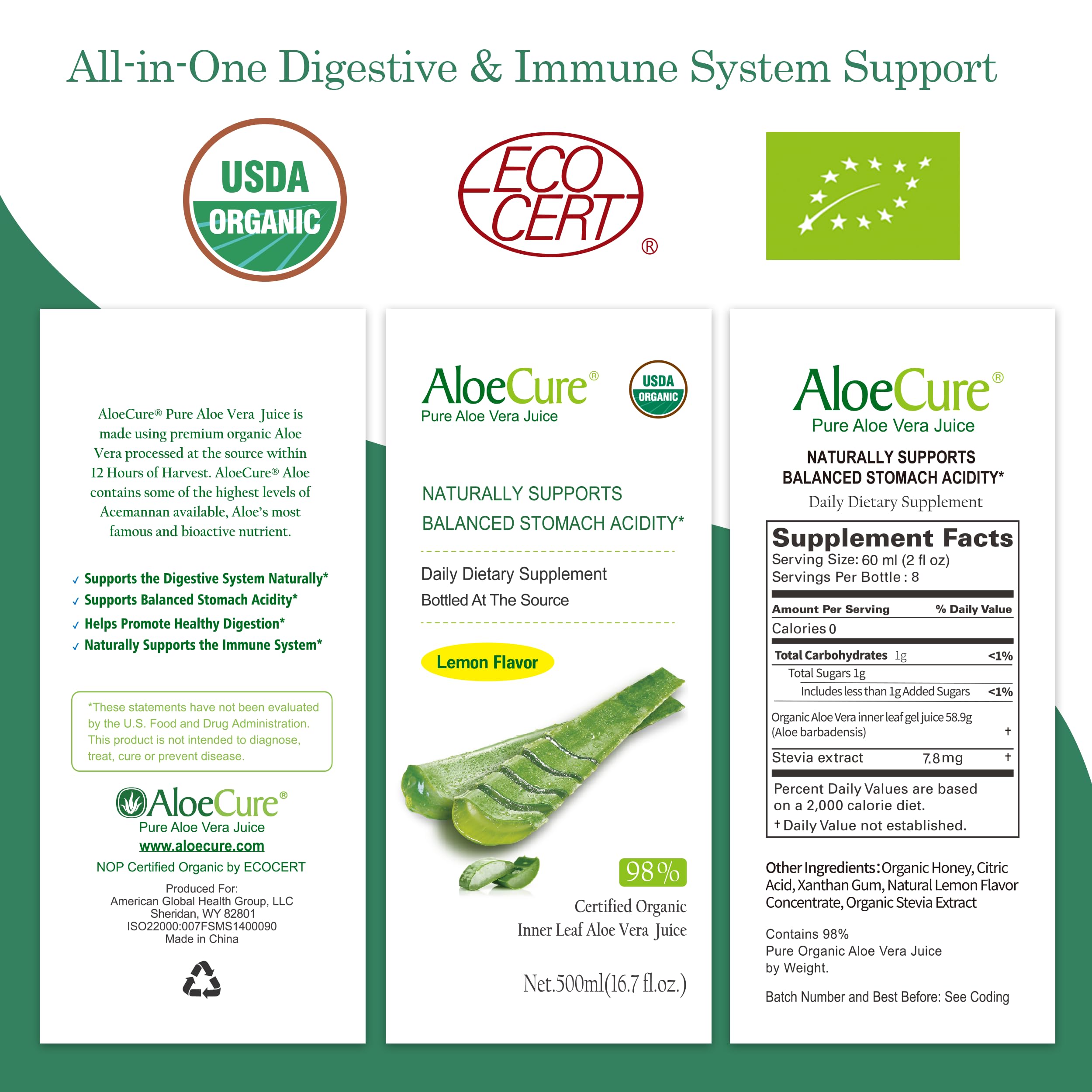 AloeCure Aloe Vera Juice ingredients list