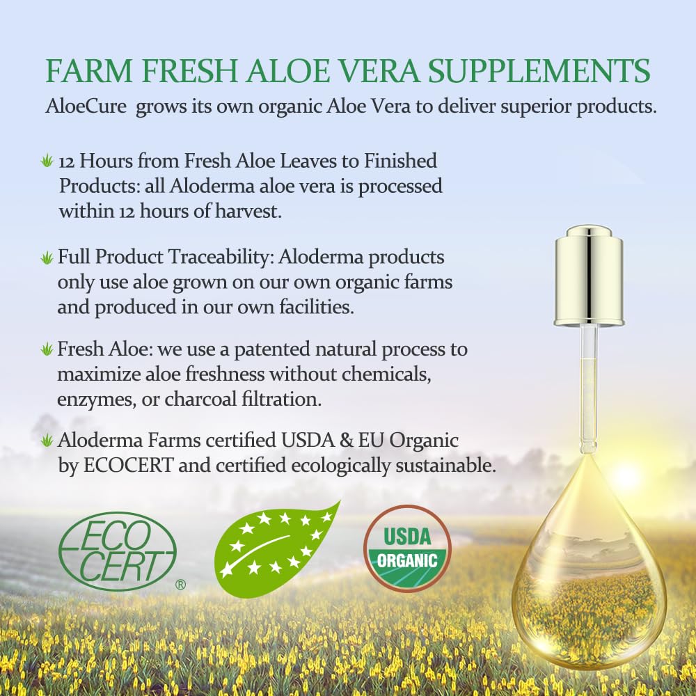 AloeCure Organic Aloe Vera Juice 1179g label close-up