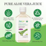 AloeCure Organic Aloe Vera Juice with ingredients displayed