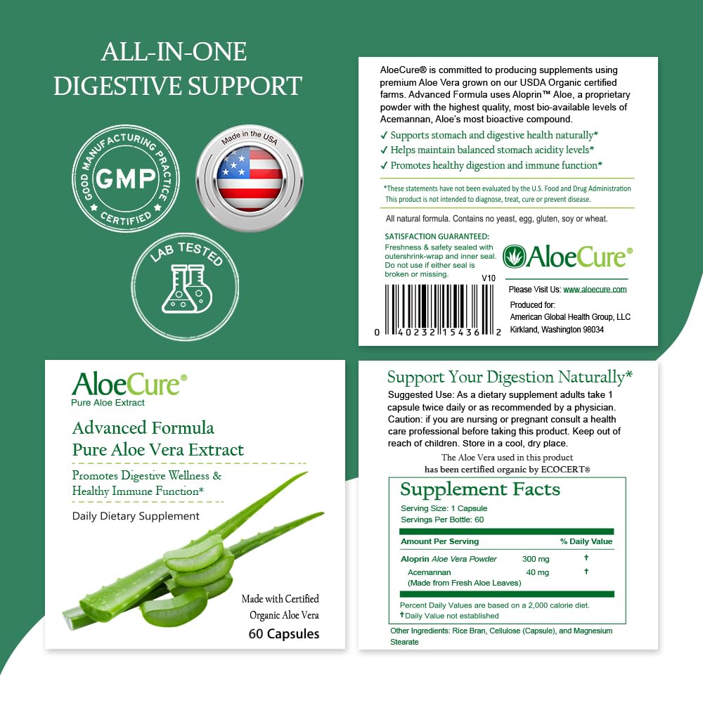 AloeCure Organic Aloe Vera Supplement 45g ingredients list